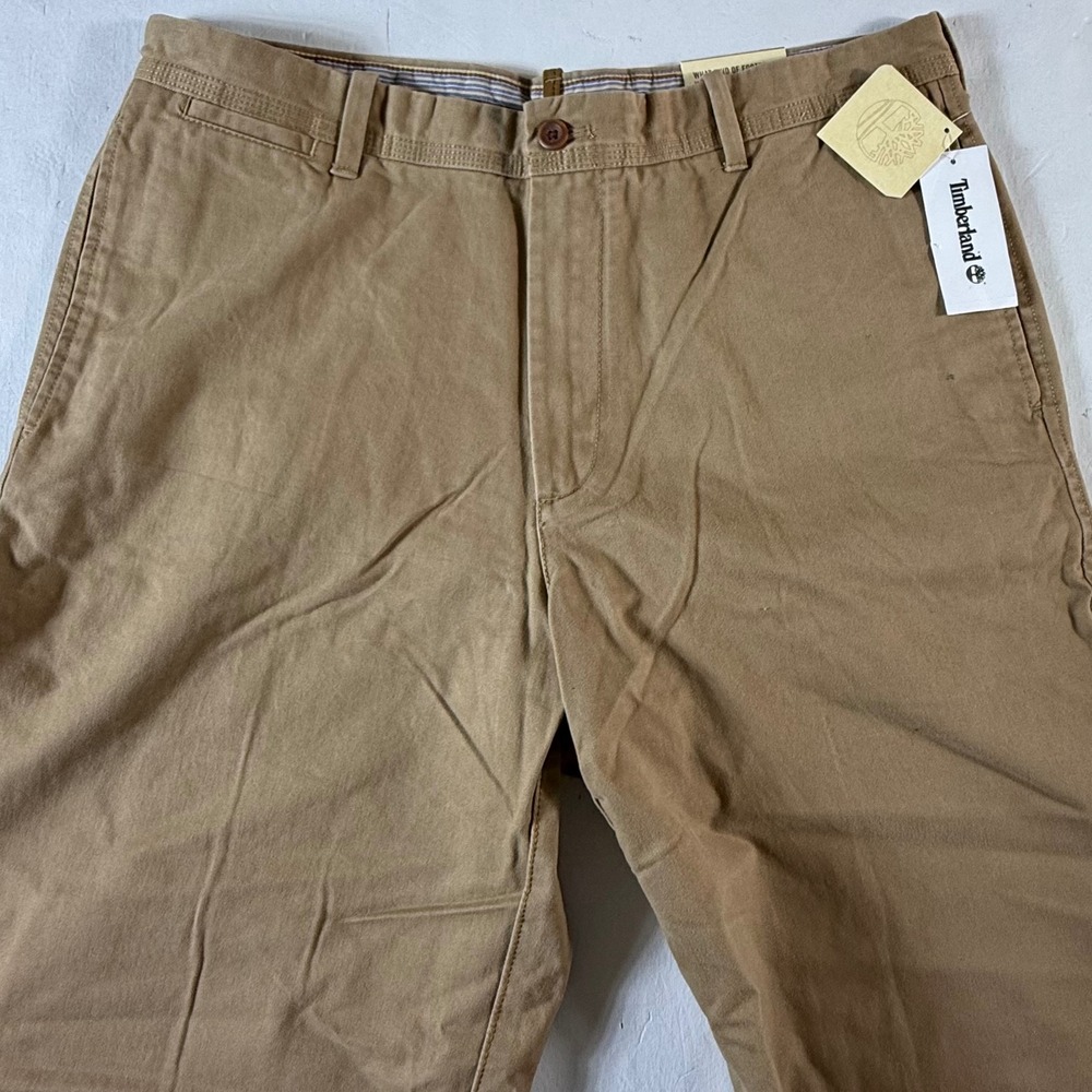 Timberland Flat Front Chino Pants Mens 38x32 Khaki Brown NWT Rugged Cotton Twill